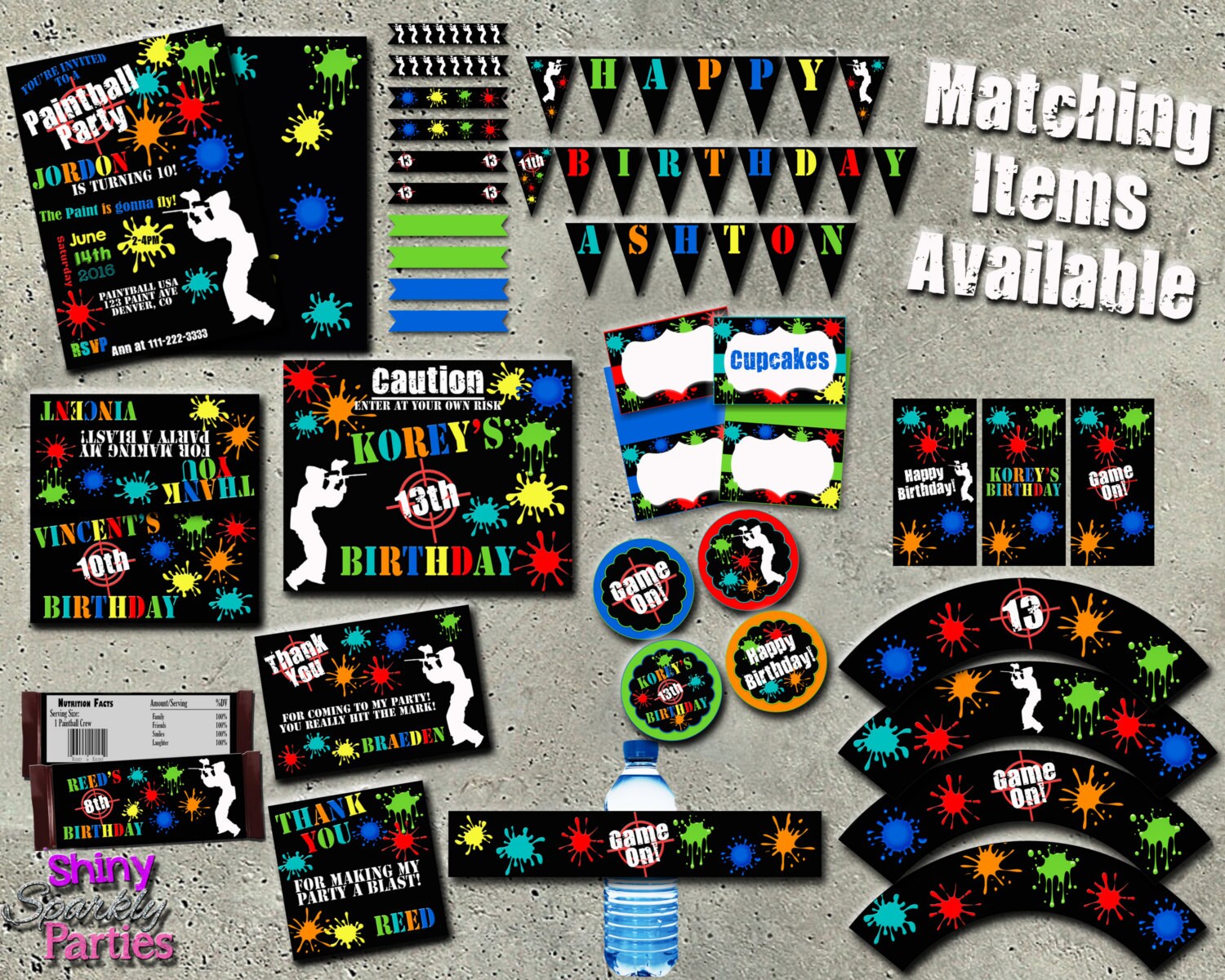 PAINTBALL WATER Bottle LABELS Paintball Party Paintball Etsy