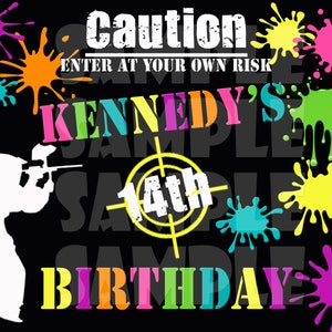 PAINTBALL PARTY DECOR - Paintball Party Sign - Paintball Birthday Decoration - Splattered Paint - Paintball Sign - Teen Birthday Party image 6