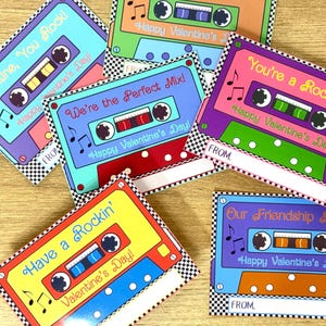 RETRO VALENTINES, Musik Valentinskarten, Kassette Tape Valentinskarten, 80er Jahre Valentines, Musikalische Karten, Mix Tape, You Rock, Rockstar. Felsen