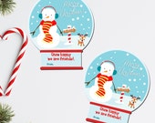 SNOW GLOBE CHRISTMAS Gift Tags, Snowman Tags, Snow Happy We Are Friends, Christmas Treat Bag Tag, Christmas Party Favor, Classroom Gift,