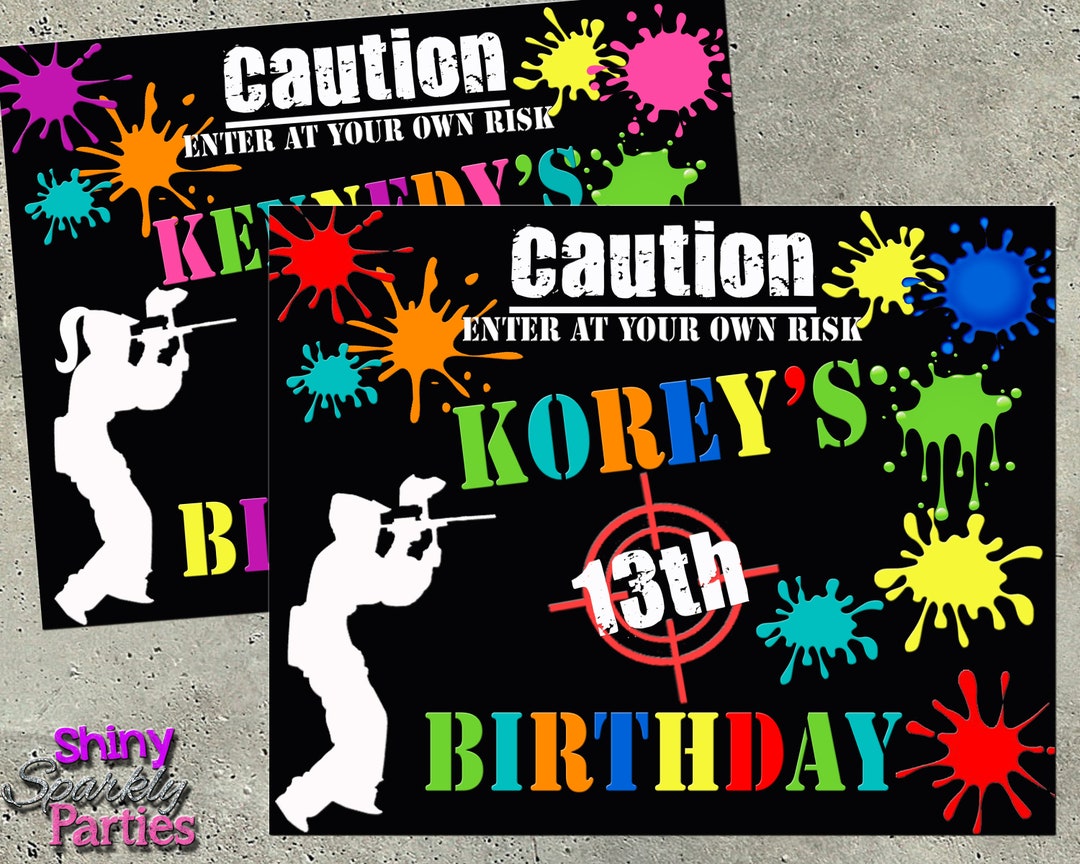 PAINTBALL PARTY DECOR Paintball Party Sign Paintball Birthday Decoration Splattered Paint