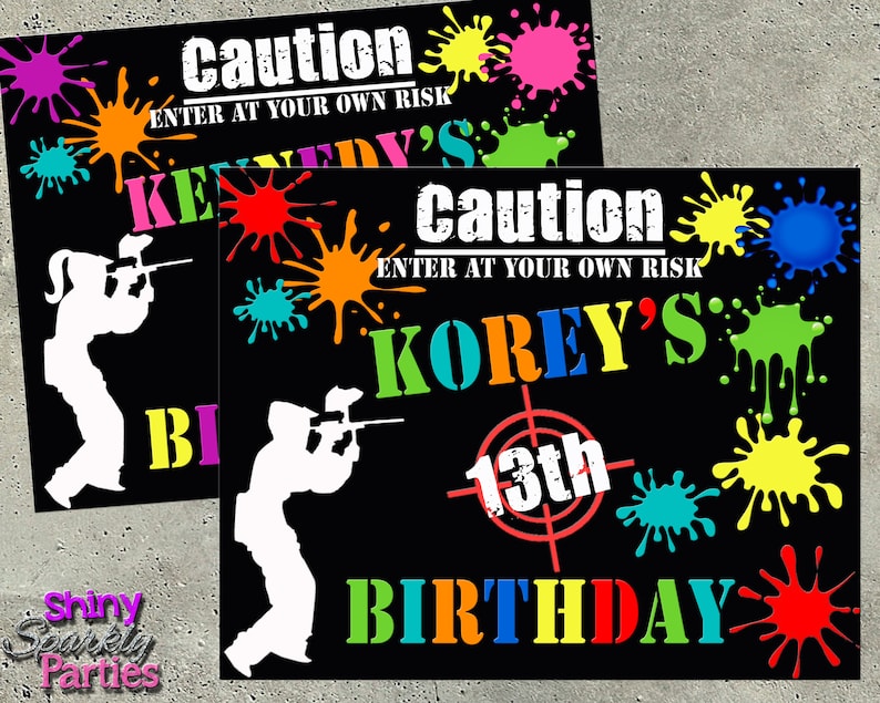 PAINTBALL PARTY DECOR - Paintball Party Sign - Paintball Birthday Decoration - Splattered Paint - Paintball Sign - Teen Birthday Party image 2