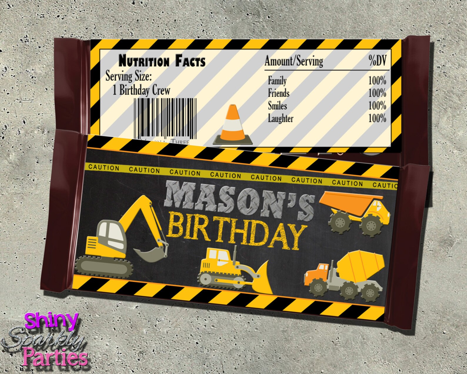 Construction birthday party favors CONSTRUCTION CANDY Bar Etsy