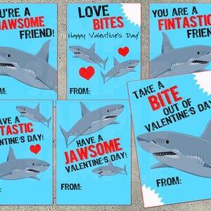 SHARK VALENTINES - Shark Valentine Cards - Valentines for Boys - Fish ...