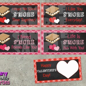 VALENTINE TREAT Bag TOPPERS, S'more Valentine Cards, S'more Valentine Bag Toppers Diy Valentines Smores Valentine Treat Bag Toppers, image 3