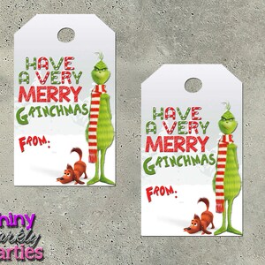 GRINCH GIFT TAGS Grinch Christmas Gift Tags Merry Grinchmas | Etsy