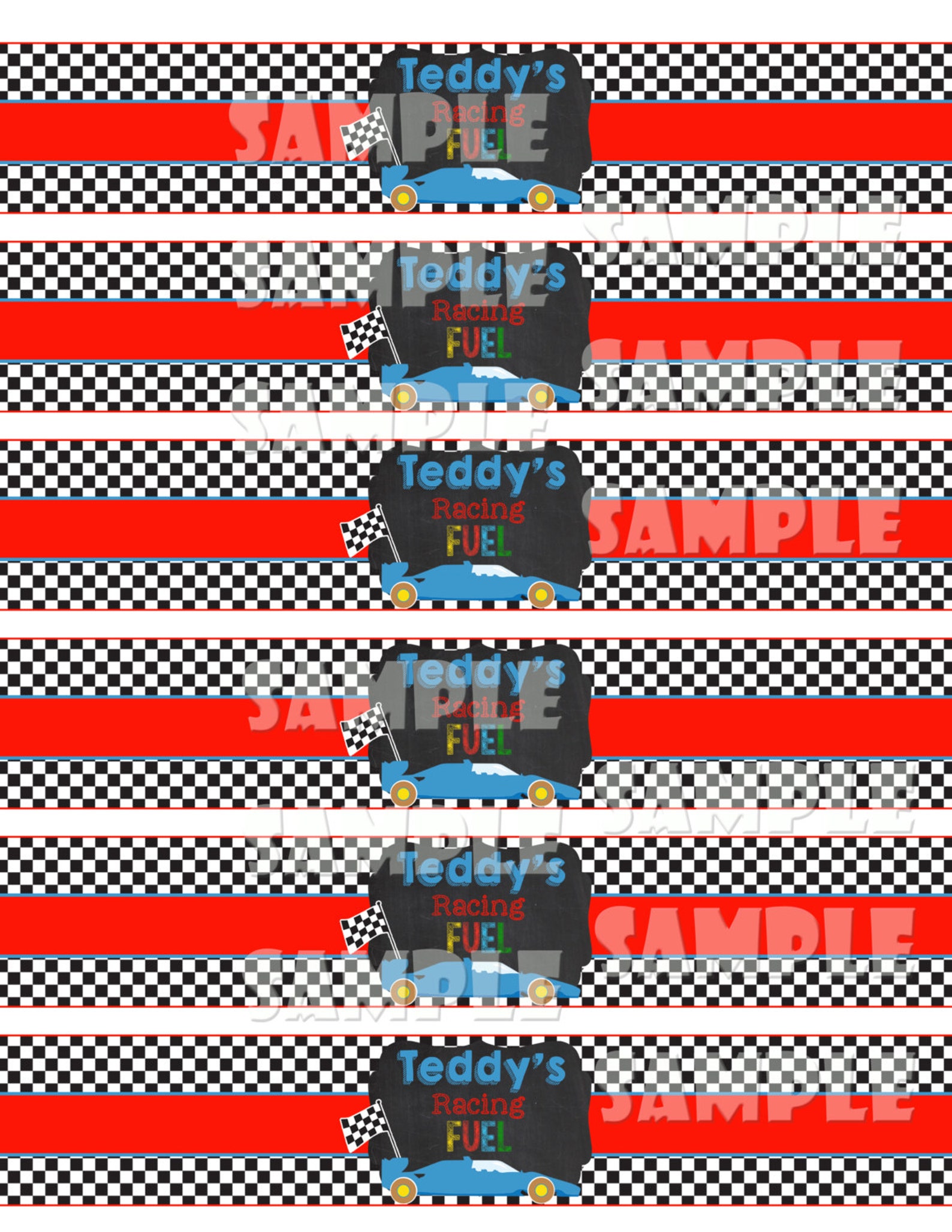 RACE CAR WATER Bottle Labels Racing Water Wraps Race Car - Etsy