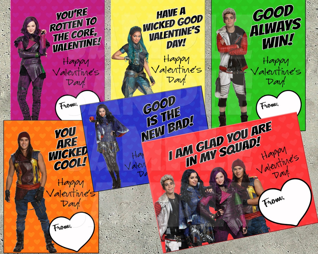 DESCENDANTS VALENTINE CARDS, Descendants Valentines, Kids Valentines ...