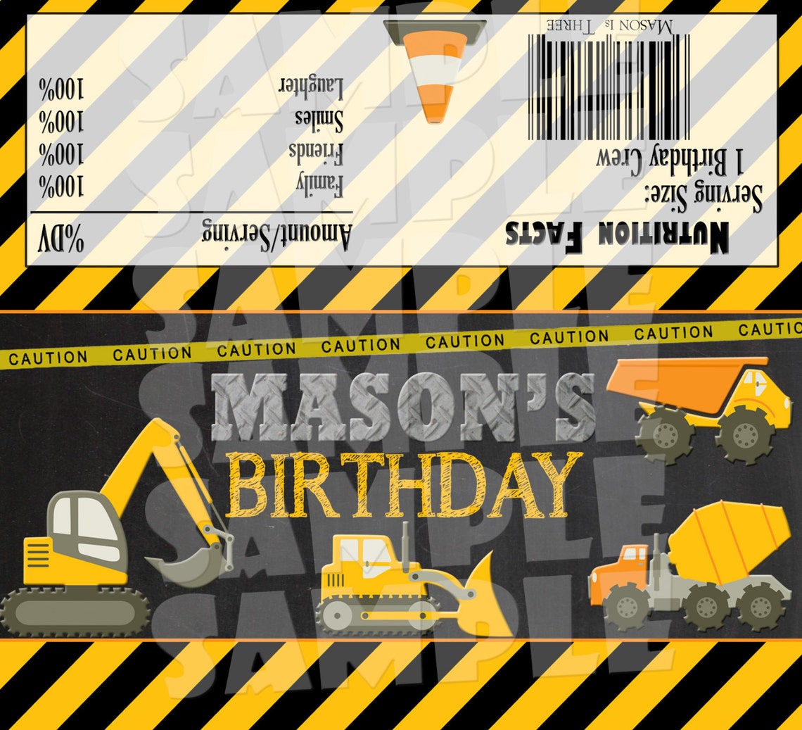 Construction birthday party favors CONSTRUCTION CANDY Bar Etsy