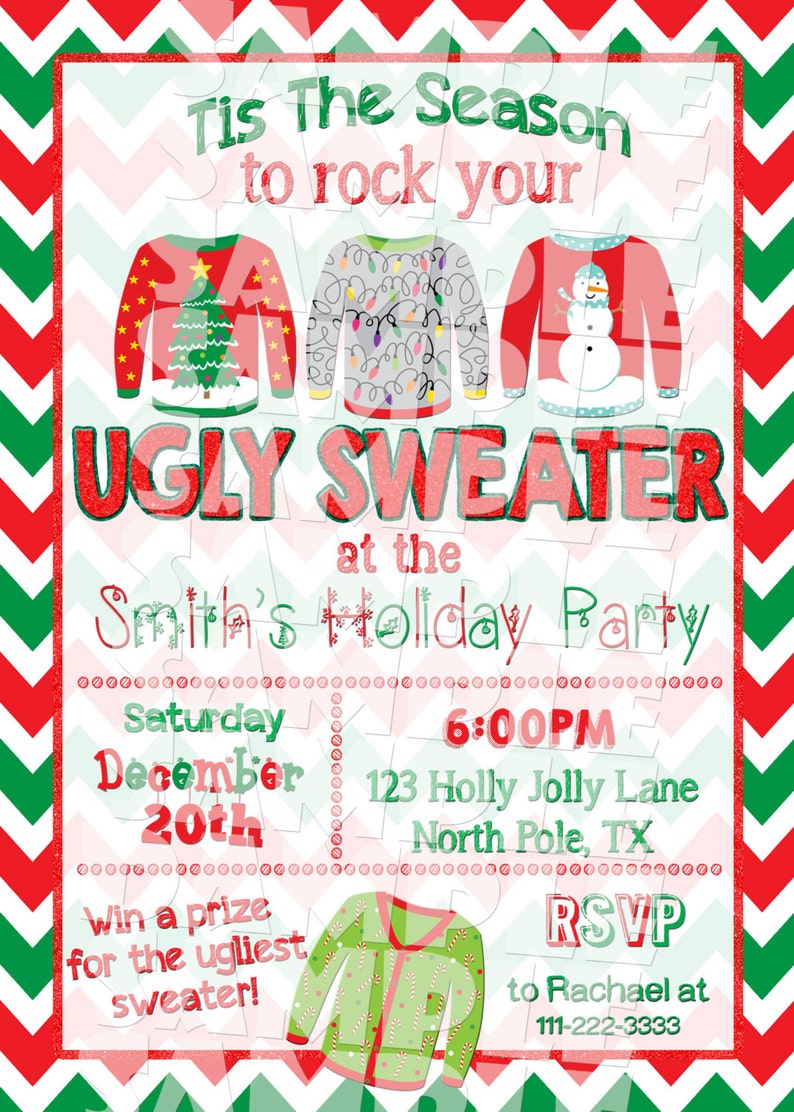 UGLY SWEATER INVITATION Ugly Christmas Sweater Party Invite | Etsy