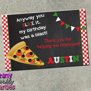 Printable "pizza PARTY THANK You Card" - Pizza Birthday Party Thank You ...