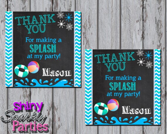 WINTER POOL PARTY Favor Tags, Indoor Pool Party Thank You Tags, Pool Birthday Party, Winter Party Ideas, Pool Party Printables, Chalkboard