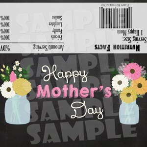 MOTHER'S DAY CANDY Bar Wrappers, Mother's Day Candy Bar Wraps, Diy Mother's Day Gifts, Mother's Day Wrappers, Instant Download, Mom, Chalk image 2