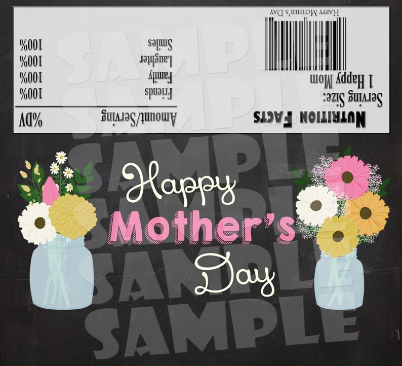 MOTHER'S DAY CANDY Bar Wrappers, Mother's Day Candy Bar Wraps, Diy Mother's Day Gifts, Mother's Day Wrappers, Instant Download, Mom, Chalk image 2