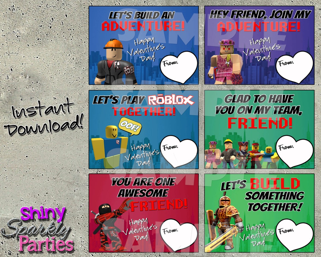 ROBLOX VALENTINE CARDS Roblox Valentines Kids Valentines Etsy