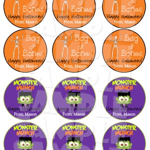 PRINTABLE HALLOWEEN TAGS Halloween Bag Tags Bag of Bones | Etsy