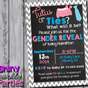 TUTUS OR TIES Invitation, Gender Reveal Invite, Pink or Blue, Tutus or Bowties, Gender Reveal Party, Party Ideas, Gender Reveal Shower image 1