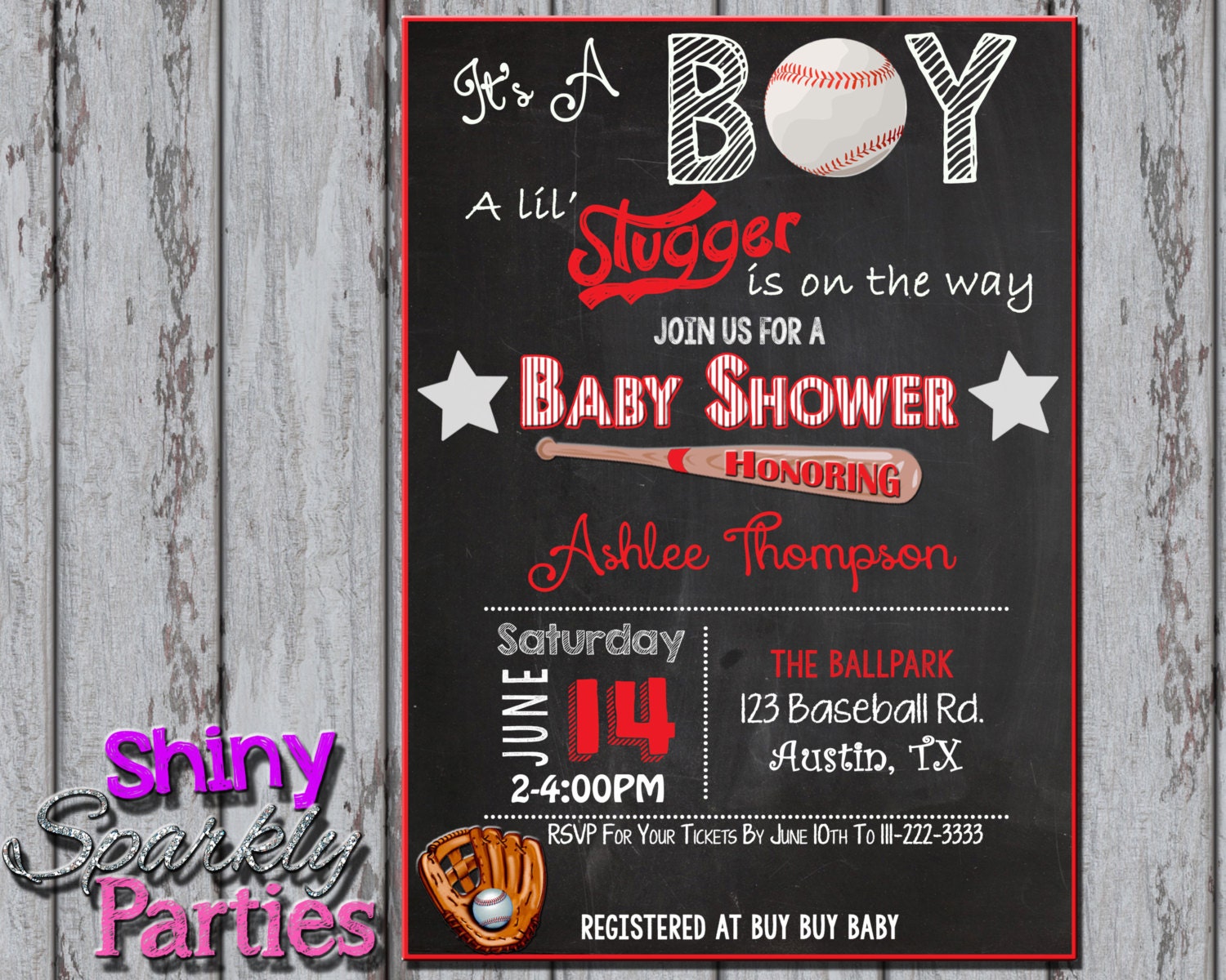 BASEBALL BABY SHOWER Invitation Baseball Shower