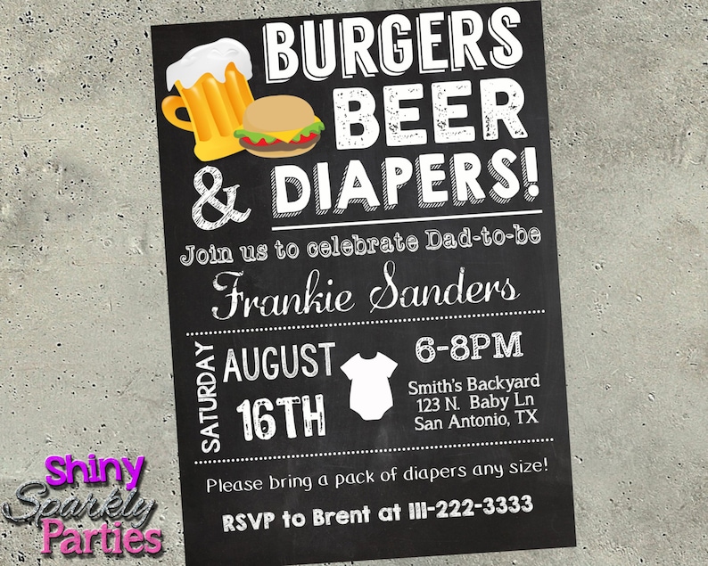 Burgers Beer And Diapers Invitation Diaper Party Invite Dad Etsy Burgers Beer And Diapers Invitation Diaper Party Invite Dad Etsy