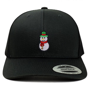 Christmas Snowman Patch Retro Fit Trucker Mesh Cap