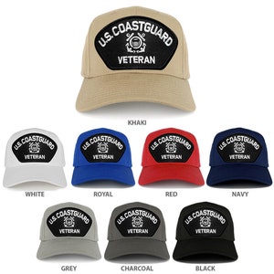 US Coast Guard Veteran Adjustable Baseball Cap - White Cotton-Polyester Snapback Hat