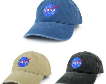 XXL NASA Insignia-logo geborduurde, met pigment geverfde ongestructureerde baseballpet