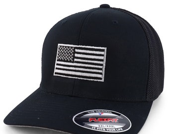 XXL Oversize USA American Flag Embroidered Flex Fitted Mesh Back Baseball Cap