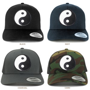 White Yin Yang Patch Mesh Trucker Cap (6606-WYY)