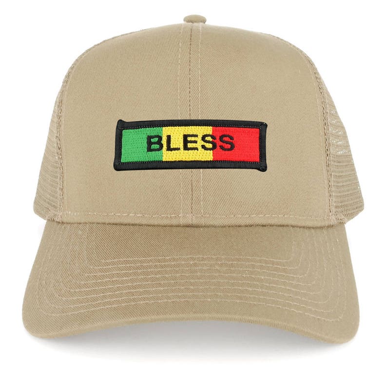 Bless Green Yellow Red Embroidered Iron on Patch Adjustable Trucker Mesh Cap 30-287-AFRICA-31 image 5