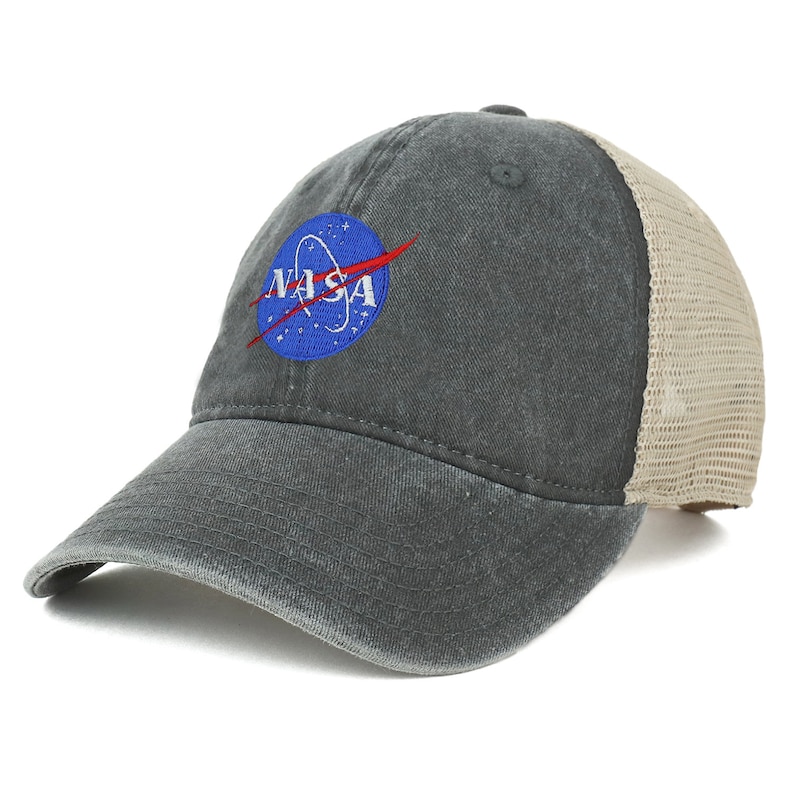 Oversize XXL NASA Insignia Logo Embroidered Washed Trucker Mesh Cap ...
