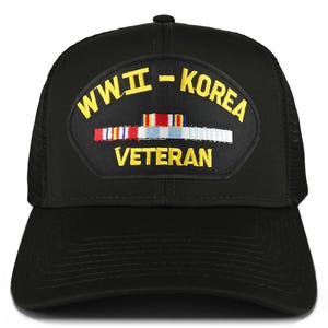 Armycrew WW2 To Korea Veteran Embroidered Patch Snapback Mesh Trucker Cap 30-287-PML176 image 2