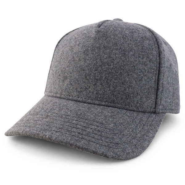 XXL Oversize 5 Panel Melton Wool Blend Structured Baseball Cap