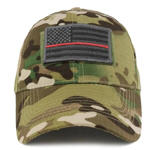 Usa Grey Flag Thin Red Tactical Patch Cotton Adjustable Baseball Cap EC-GRY-TR image 9