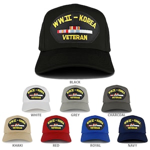 Armycrew WW2 To Korea Veteran Embroidered Patch Snapback Mesh Trucker Cap 30-287-PML176 image 1