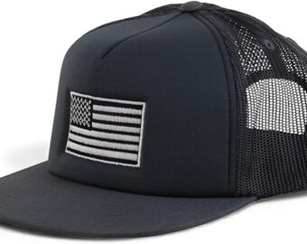 Armycrew American Flag Embroidered Oversized Foam Flat Bill Trucker Cap - 2XL CAP