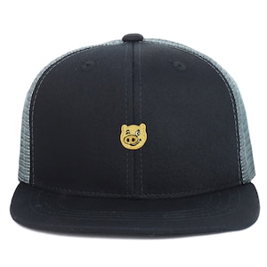 Oversize 2XL Gold Pig Patch Structured Mesh Back Flatbill Snapback Cap(KP0032-AC-5010XXL)