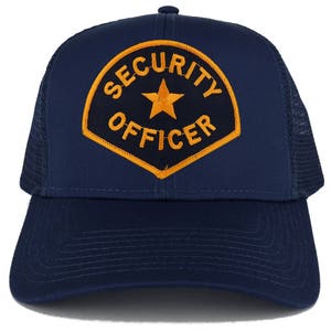 Security Officer Large Navy Gold Embroidered Iron on Patch Adjustable Trucker Mesh Cap 30-287-PM4007 image 6