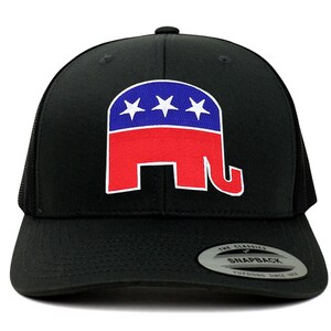 Flexfit Republican Elephant Patch Retro Fit Trucker Mesh Cap (6606-REP)