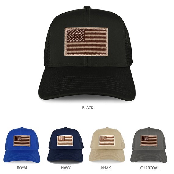 Armycrew XXL Oversize Trucker Hat - Desert USA Flag Patch, Mesh Back, Black - View #10