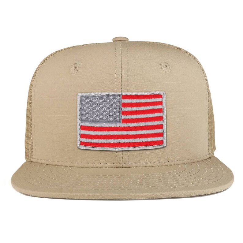Armycrew Oversized XXL Trucker Hat – American Flag Patch, Mesh Back, Two-Tone, Snapback - View #2