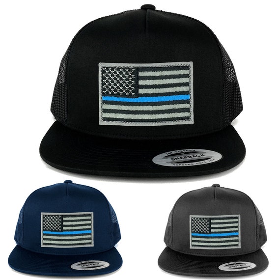 Black FLEXFIT 5 Panel American Flag Patched Snapback Mesh Cap