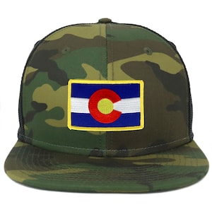Oversize XXL Colorado State Flag Patch Camouflage Flatbill Mesh Snapback Cap