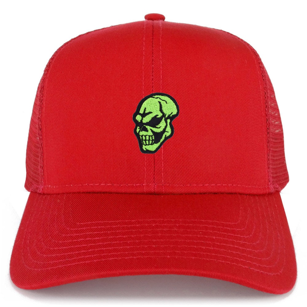 Green Skull Patch Structured Trucker Mesh Cap - Etsy Canada