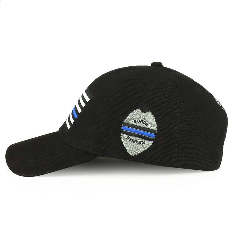 EE-CP01701 USA Flag Thin Blue Line Embroidered Structured Cotton Twill Baseball Cap