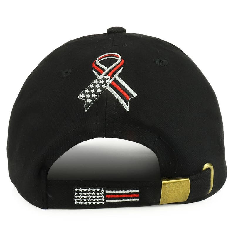 Fire Dept USA Flag Thin Red Embroidered Structured Cotton Twill Baseball Cap EE-CP01703 image 4