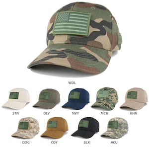 USA Flag OLIVE 2 Embroidered Tactical Patch Adjustable Structured Operator Cap (T91-USA-OLV2-T75)