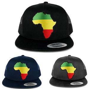 5 Panel Green Yellow Red Africa Map Geborduurd Patch Flat Bill Mesh Snapback (6006-AFRICA-12)