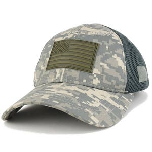 US American Flag Olive 2 Rubber 3D Tactical Patch Low Crown Adjustable Mesh Cap T90-USA-OLV2-T80 image 2