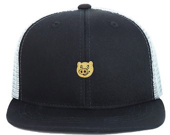 Youth Size Gold Pig Patch Structured Mesh Back Flatbill Snapback Cap(KP0032-AC-5010Y)