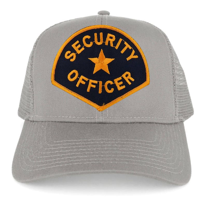 Security Officer Large Navy Gold Embroidered Iron on Patch Adjustable Trucker Mesh Cap 30-287-PM4007 image 4